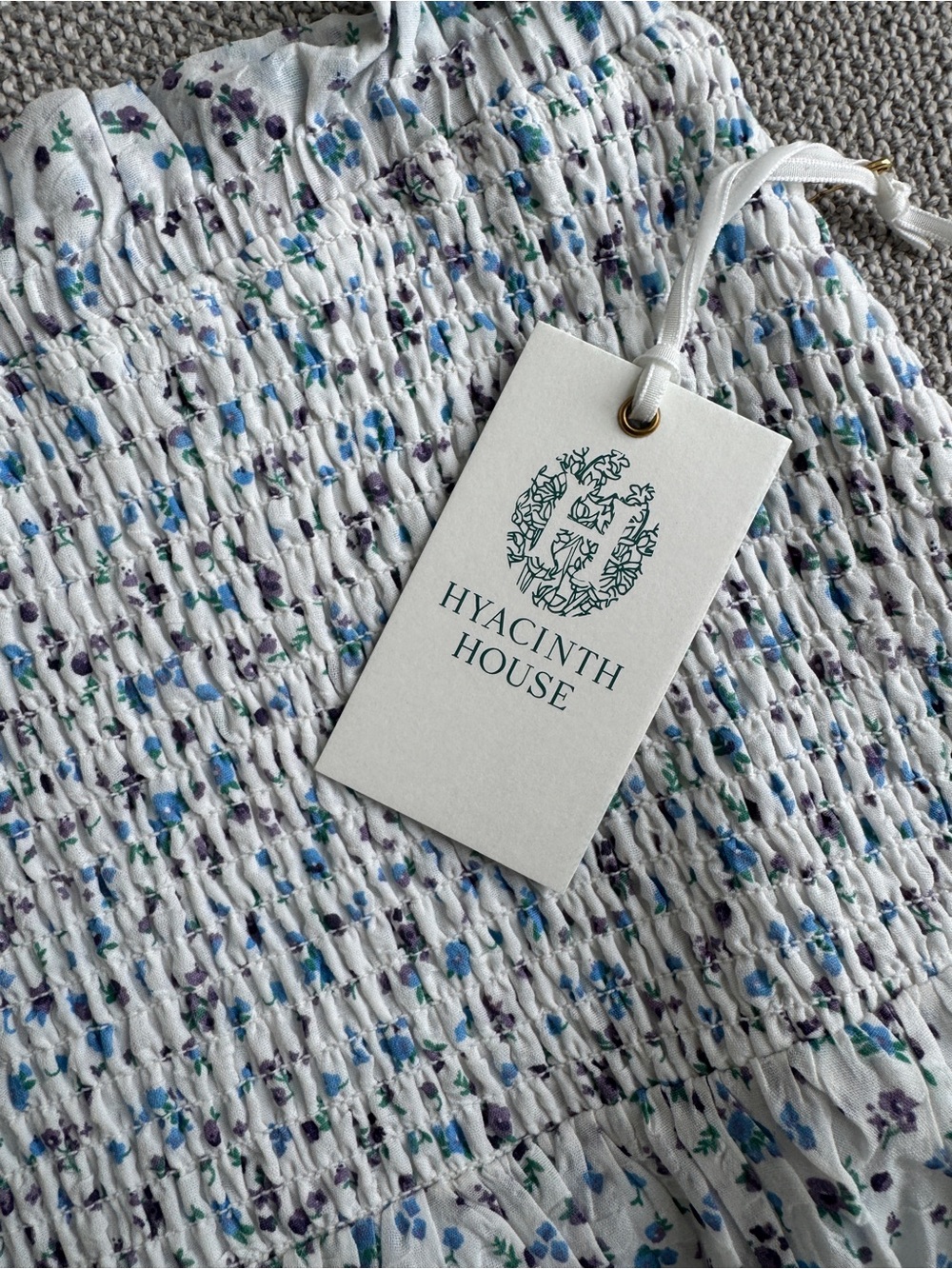 Hyacinth House Blue Floral Smocked Midi Skirt Medium Cottagecore NWT - Picture 3 of 5